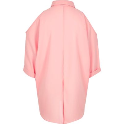 Girls pink cold shoulder shirt